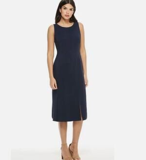 Maggy London Navy Blue Dream Crepe Car Wash Midi Dress, Sz 4